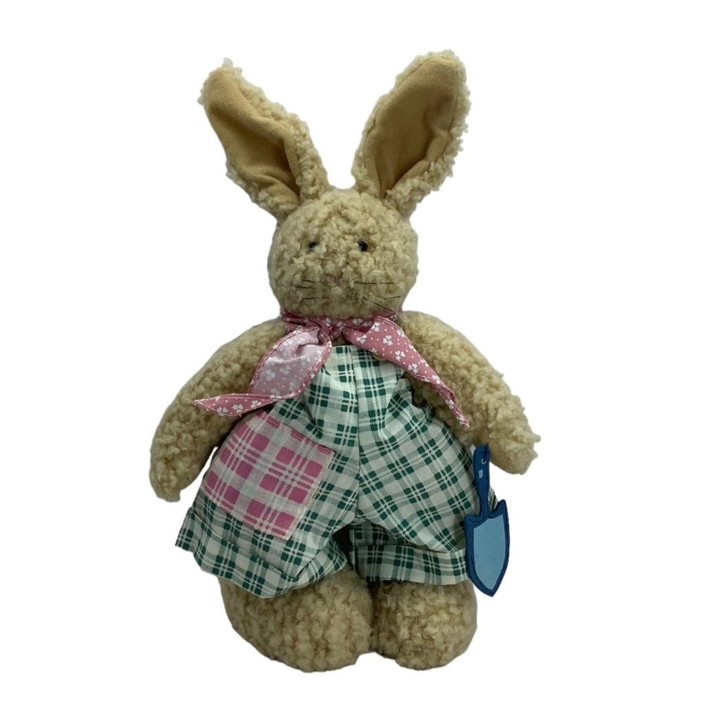 Vtg‎ 1996 Hallmark Easter Bunny Rabbit Gardener Plush Stuffed Animal Toy 14.5"
